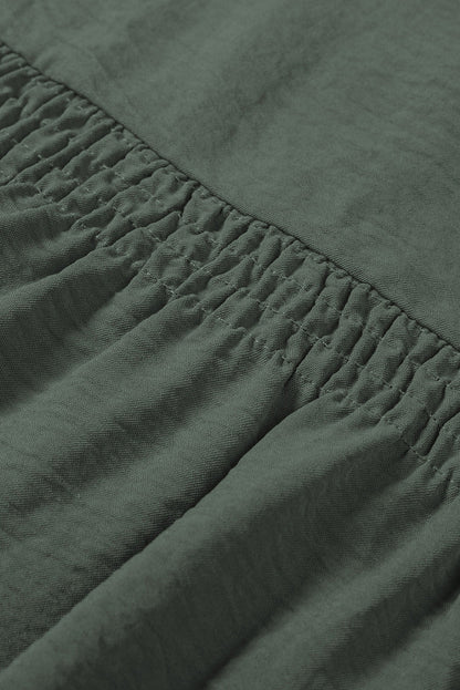 Green Buttoned Frill Tank Top