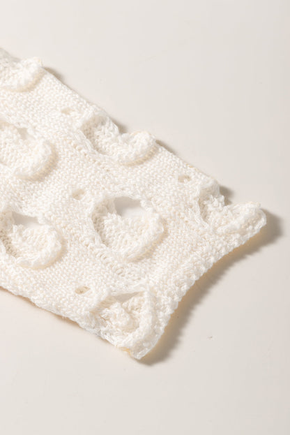 Beige Crochet Hollow-out Batwing Sleeve Sweater