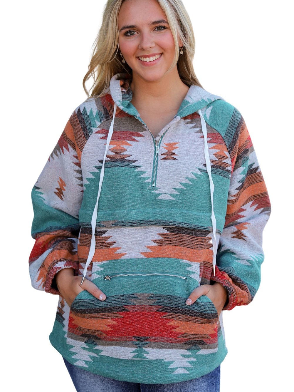 Aztec Dream Multicolor Hooded Zip-Up Hoodie