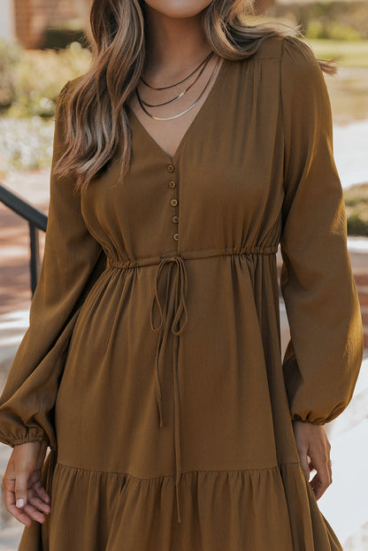 solid long sleeve maxi dress