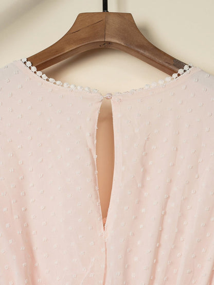 Solid Color V Neck Tie Half Sleeve Casual Dress