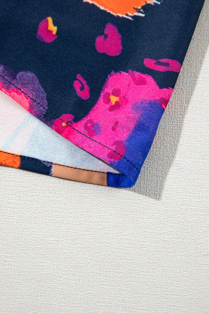 Multicolour Abstract Print V Neck Shift Plus Size Blouse