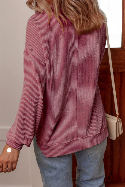twisted ribbed long sleeve top