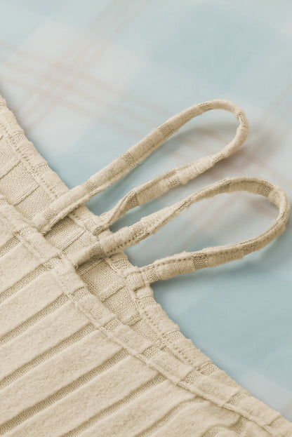 Apricot Twisted Cold Shoulder Ribbed Knit Top with Asymmetrical Neck