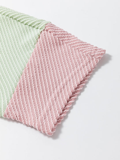 White Ribbed Colorblock Plus Size T-Shirt