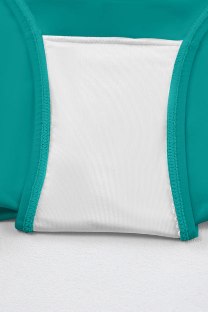 Green Boho Pleated Tankini Set