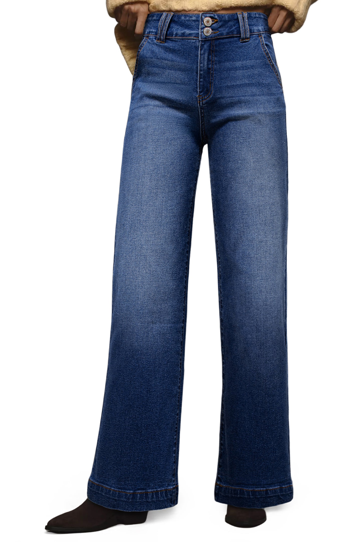 Ashleigh Blue Double Button Zip Fly Straight Leg Jeans
