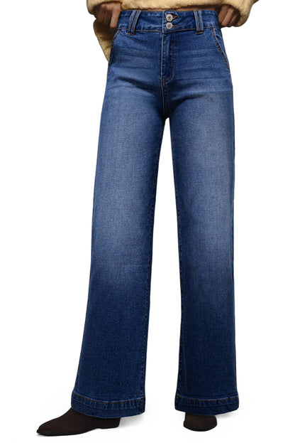 Ashleigh Blue Double Button Zip Fly Straight Leg Jeans