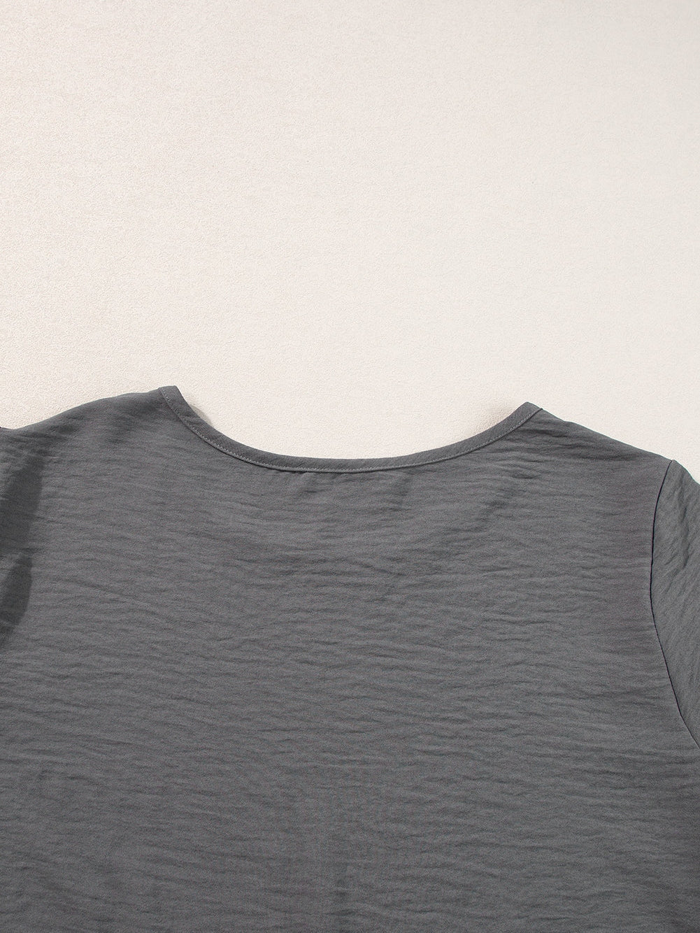 Dark Grey Ruffled Short Sleeve Plus Size Top