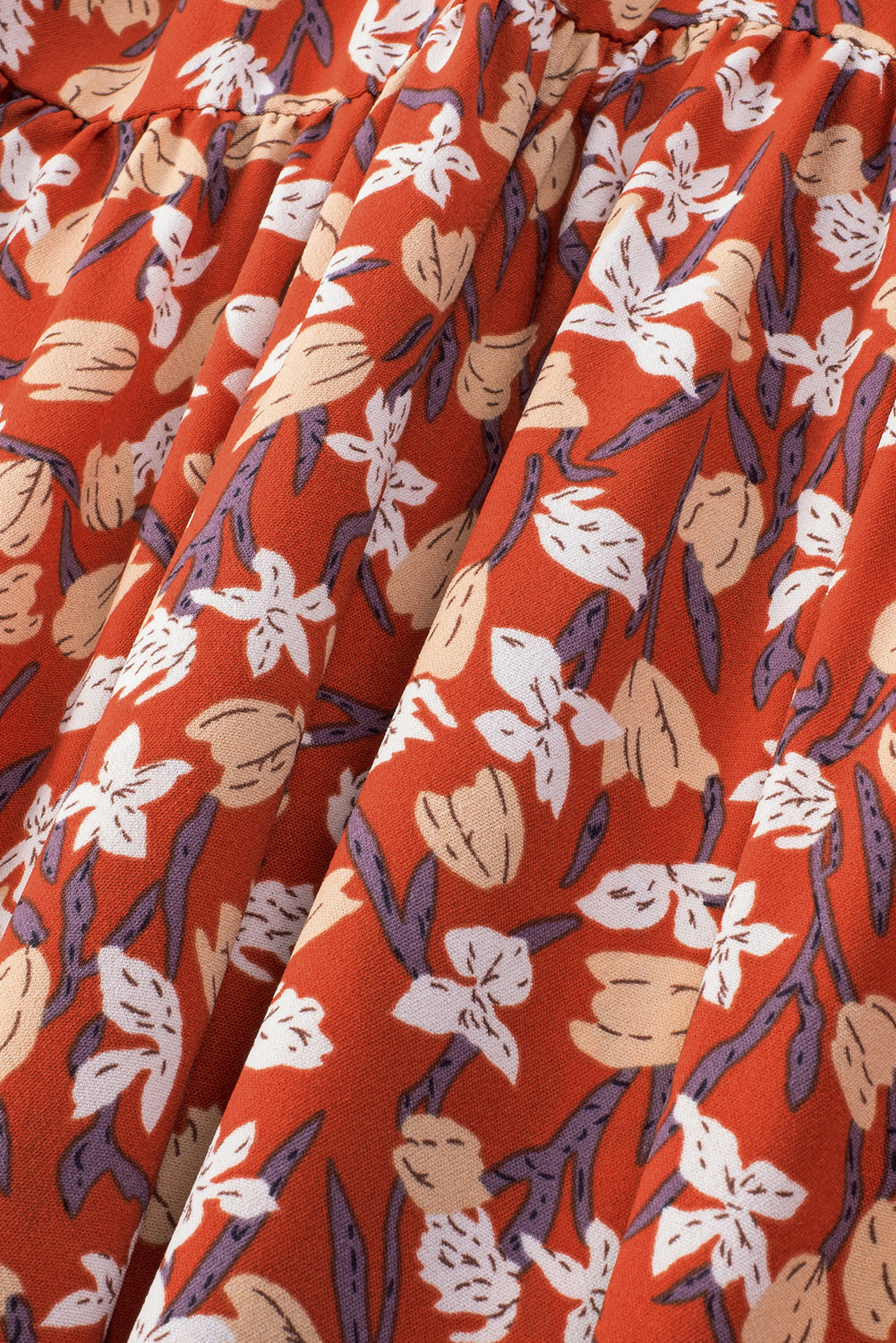 Elegant Gold Floral Square Neck Bubble Sleeve Plus Size Midi Dress