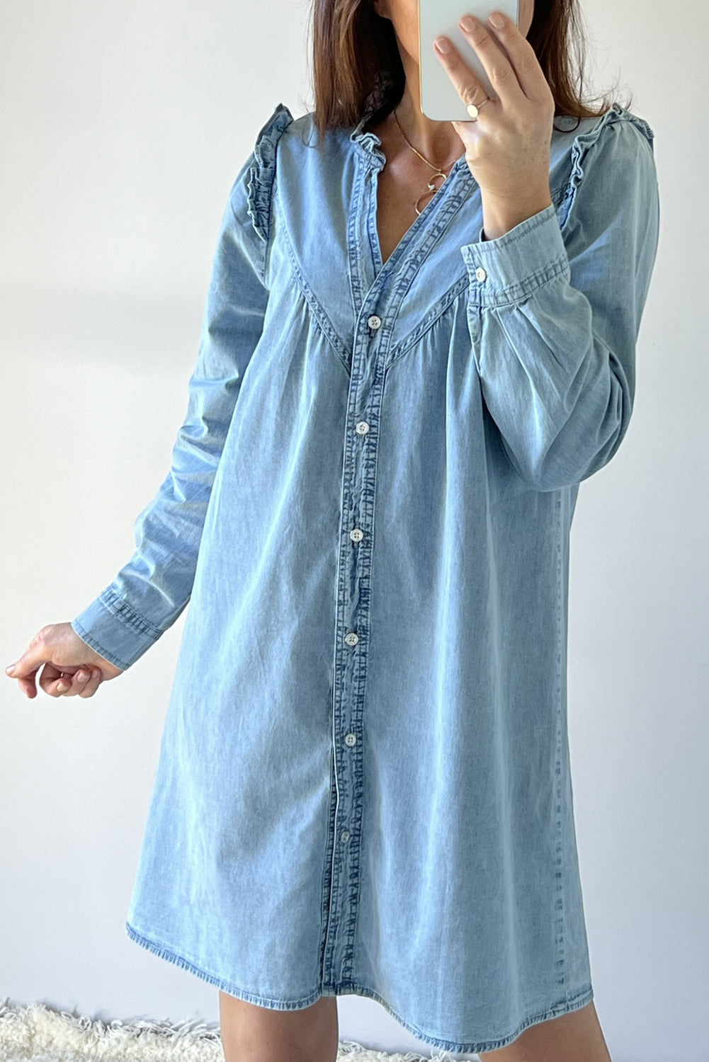 denim button up dress