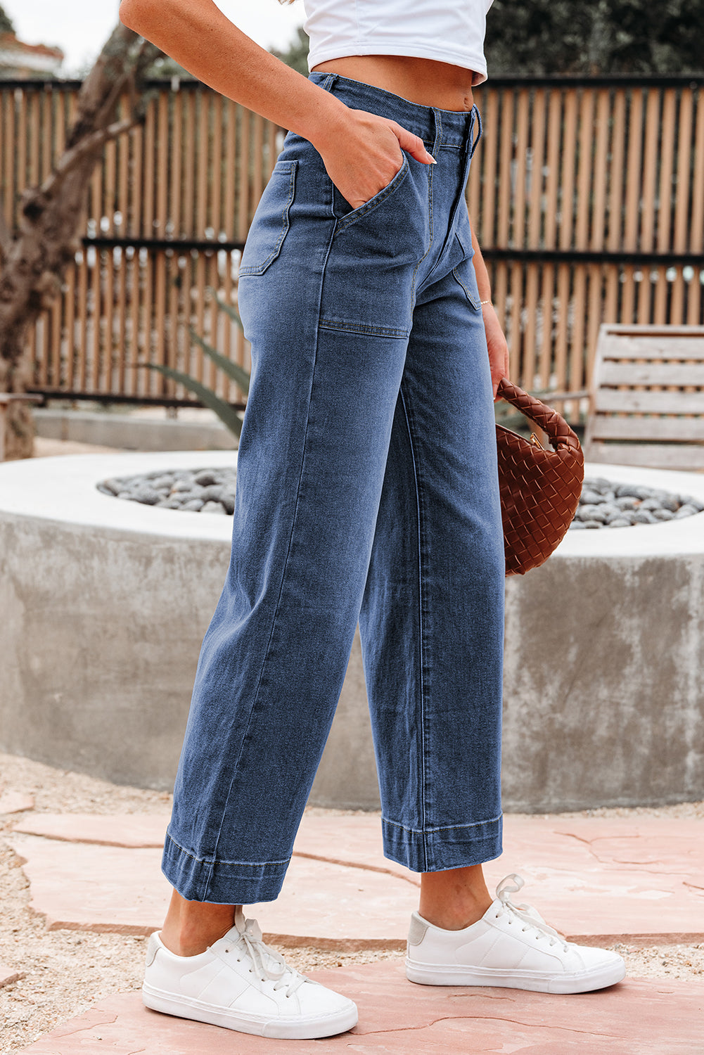blue wide leg jeans