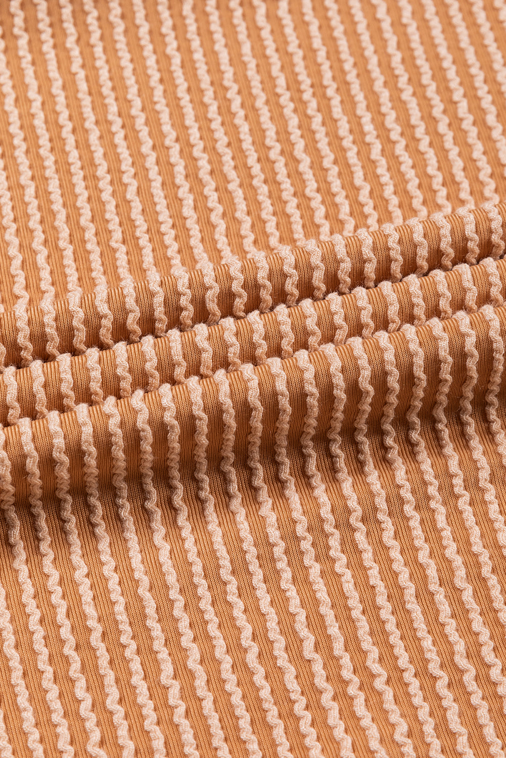 Khaki Color Block Ribbed Top with Long Sleeves