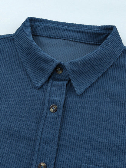 Elegant Button-Up V-Neck Long Sleeve Blouse