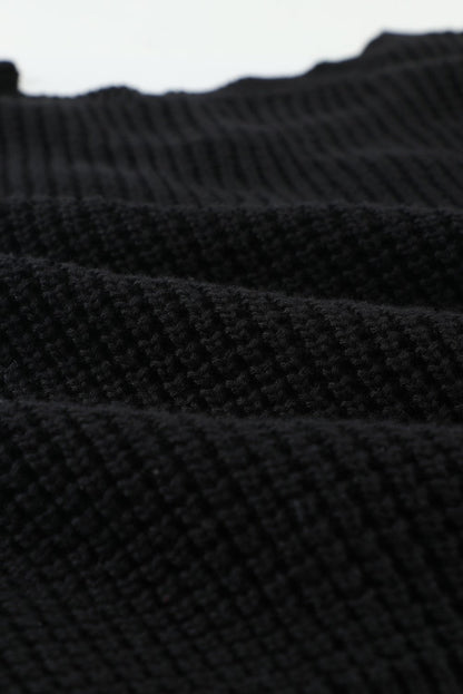 Black Cross Back Hollow-out Sweater