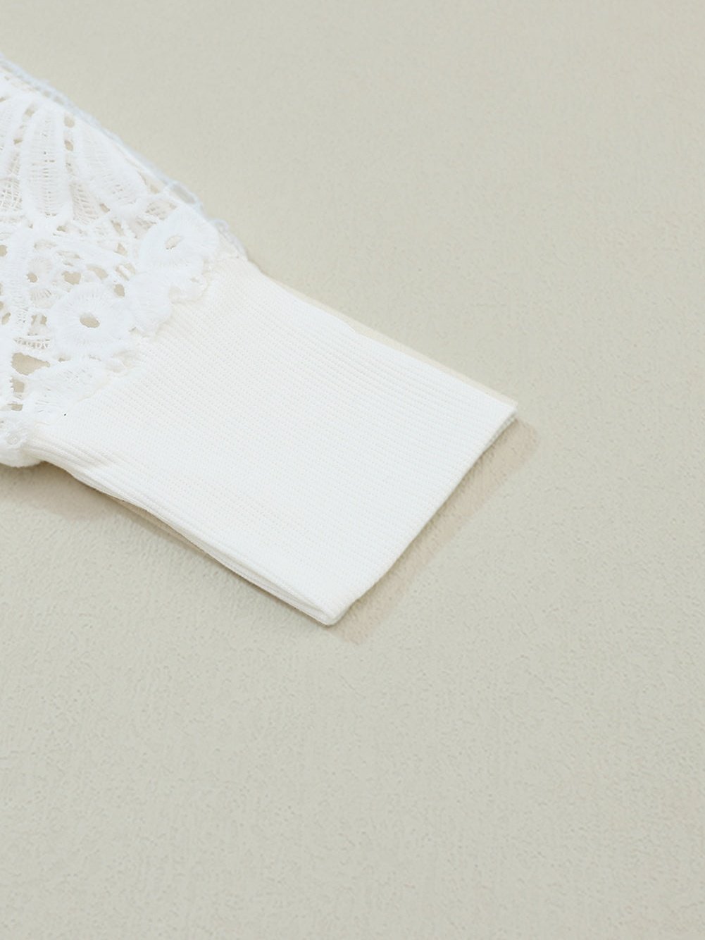 Elegant White Guipure Lace V-Neck Winter Top