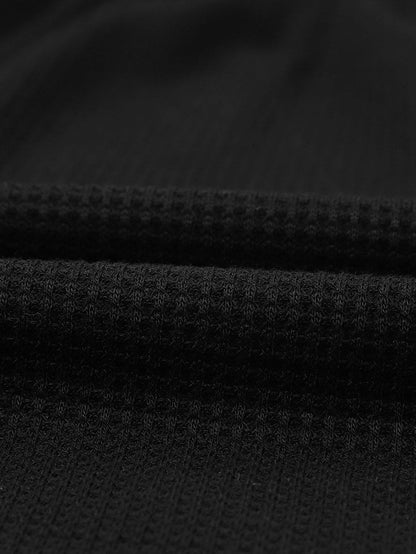 Elegant Square Neck Long Sleeve Waffle Knit Top