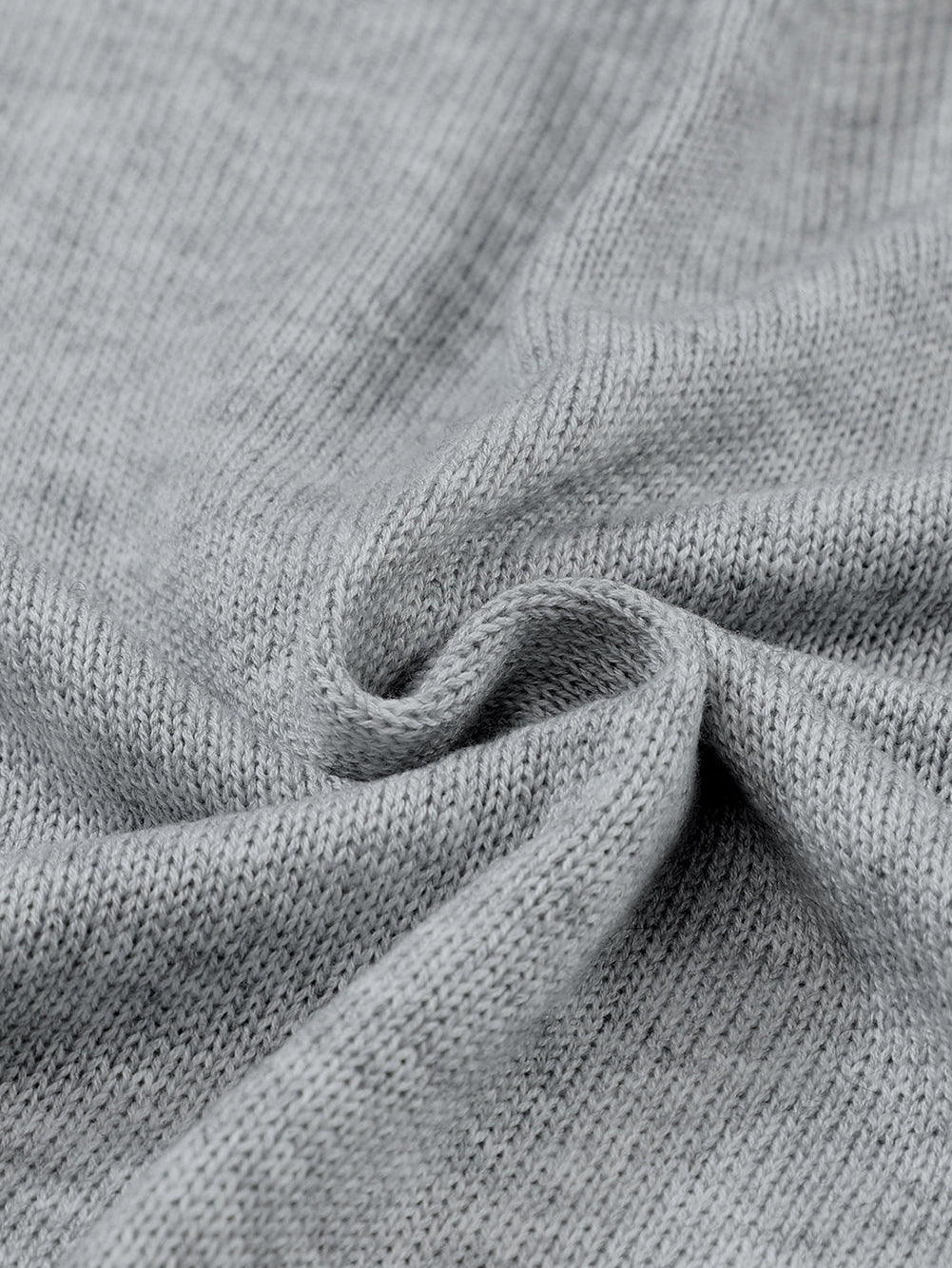 Graceful Gray Knit Lace V-Neck Oversized Sweater