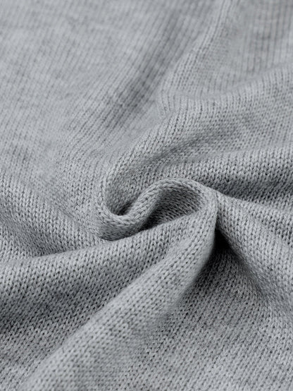 Graceful Gray Knit Lace V-Neck Oversized Sweater