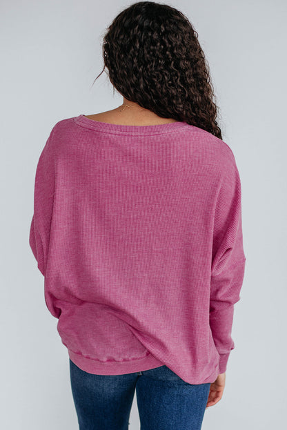 textured long sleeve top