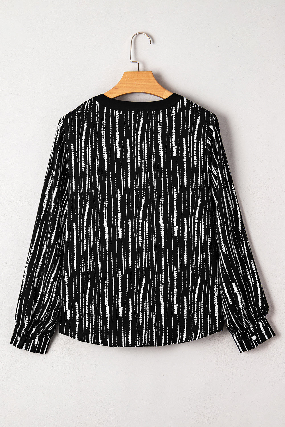 Black Spring and Autumn V-neck long-sleeve tie-dye casual pullover