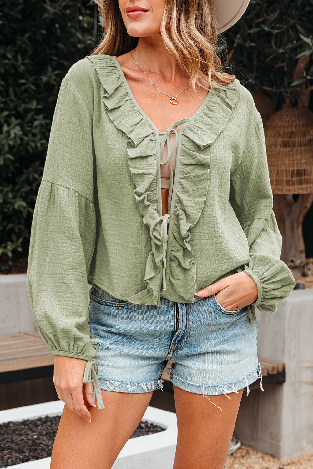 ruffle trim blouse