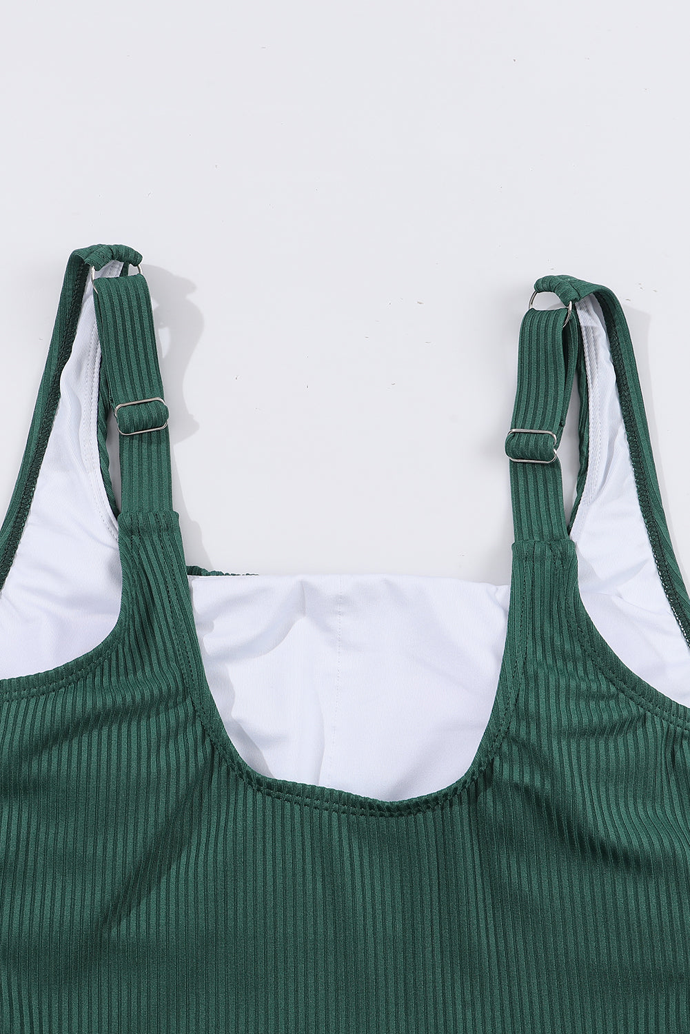 Black Emerald Ruched U Neck Ribbed Tankini