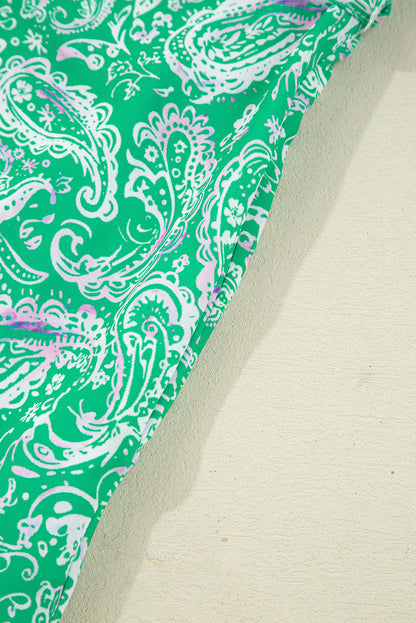 green paisley mini dress