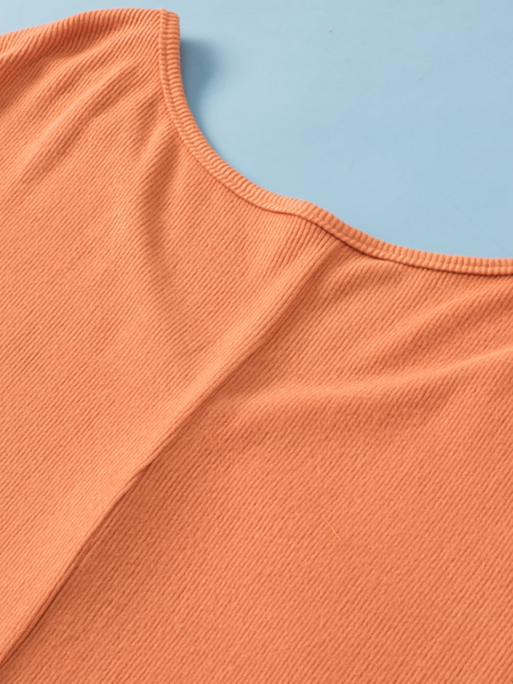 Gold Flame Plus Size Twist Hem Bracelet Sleeve Ribbed Top