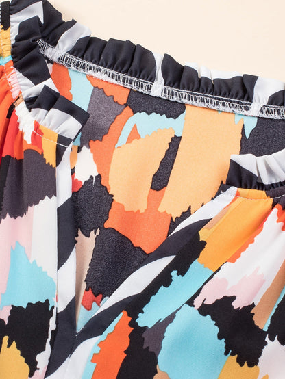 Pink Geometric Print Tiered Shift Dress for Plus Size Fashionistas