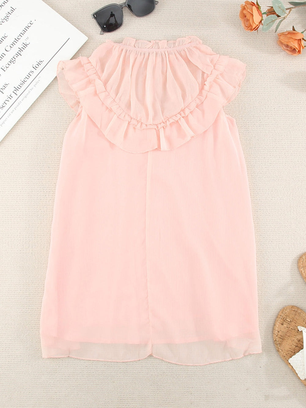 Elegant Ruffle Chiffon Tank Top