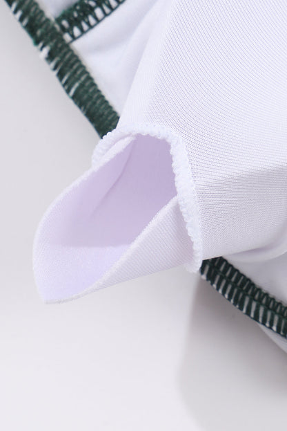 Black Emerald Ruched U Neck Ribbed Tankini