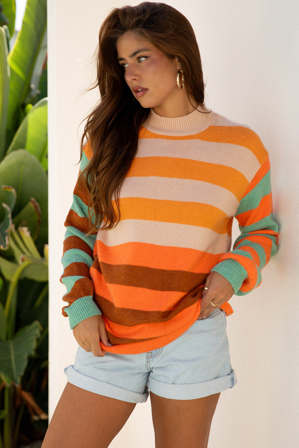 stripe color block sweater