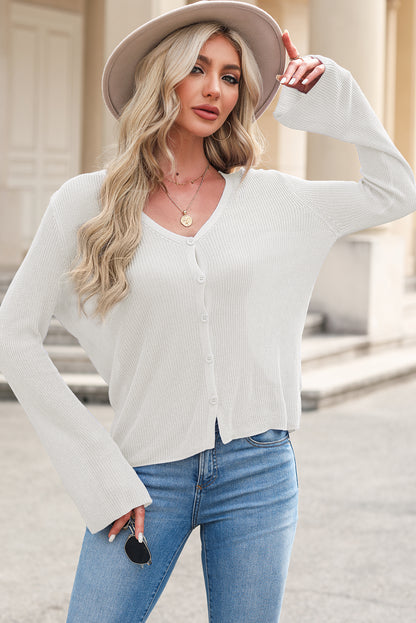 white lightweight cardigan sweater