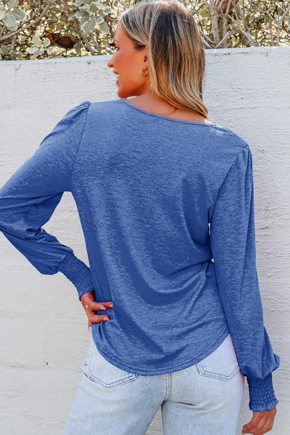 blue long sleeve top