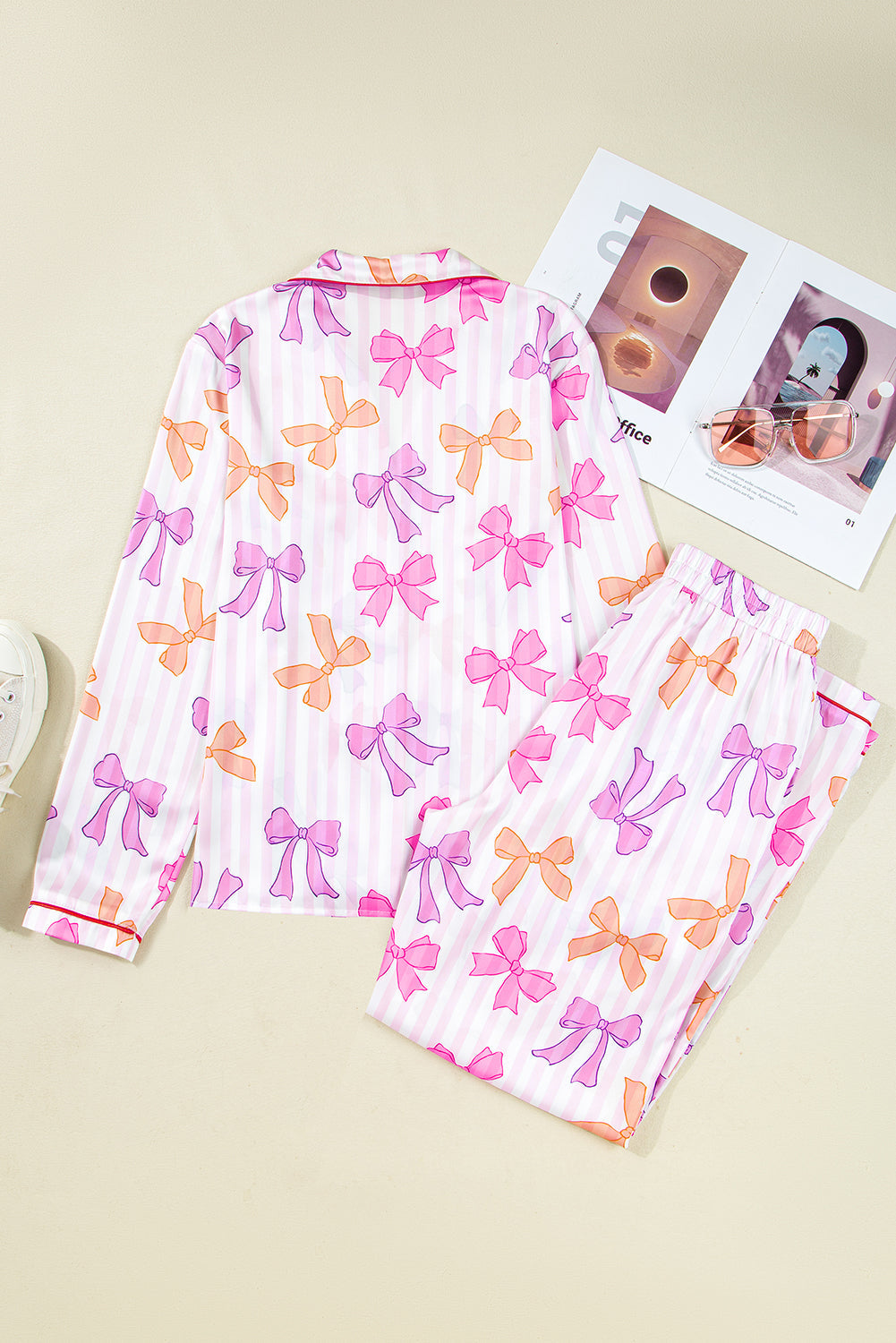 bow print pajama set