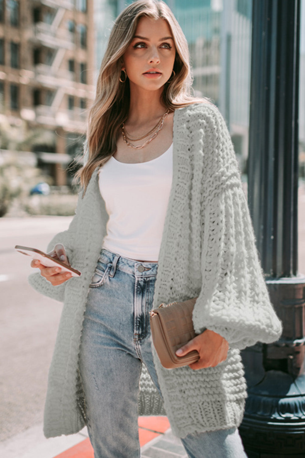 puff sleeve cardigan