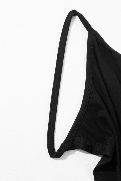 Elegant Black Wrap Style Beach Cover-Up with Spaghetti Straps