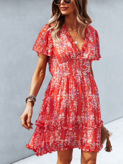 Mini Dresses - Temperament Commuting Floral Sexy Mini Dress - MsDressly