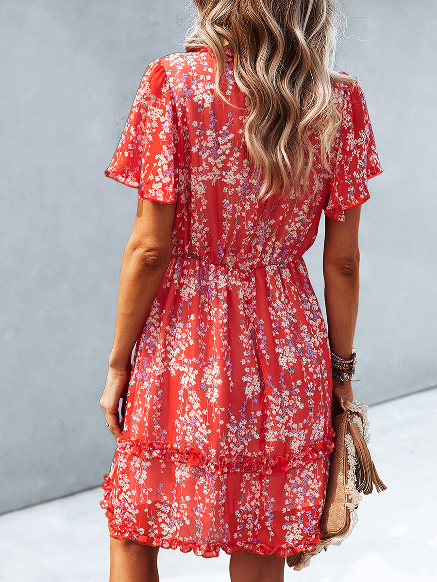 Mini Dresses - Temperament Commuting Floral Sexy Mini Dress - MsDressly