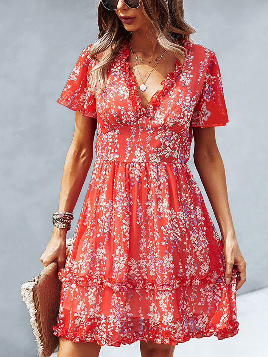 Mini Dresses - Temperament Commuting Floral Sexy Mini Dress - MsDressly