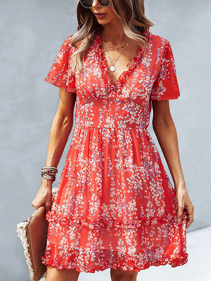 Mini Dresses - Temperament Commuting Floral Sexy Mini Dress - MsDressly