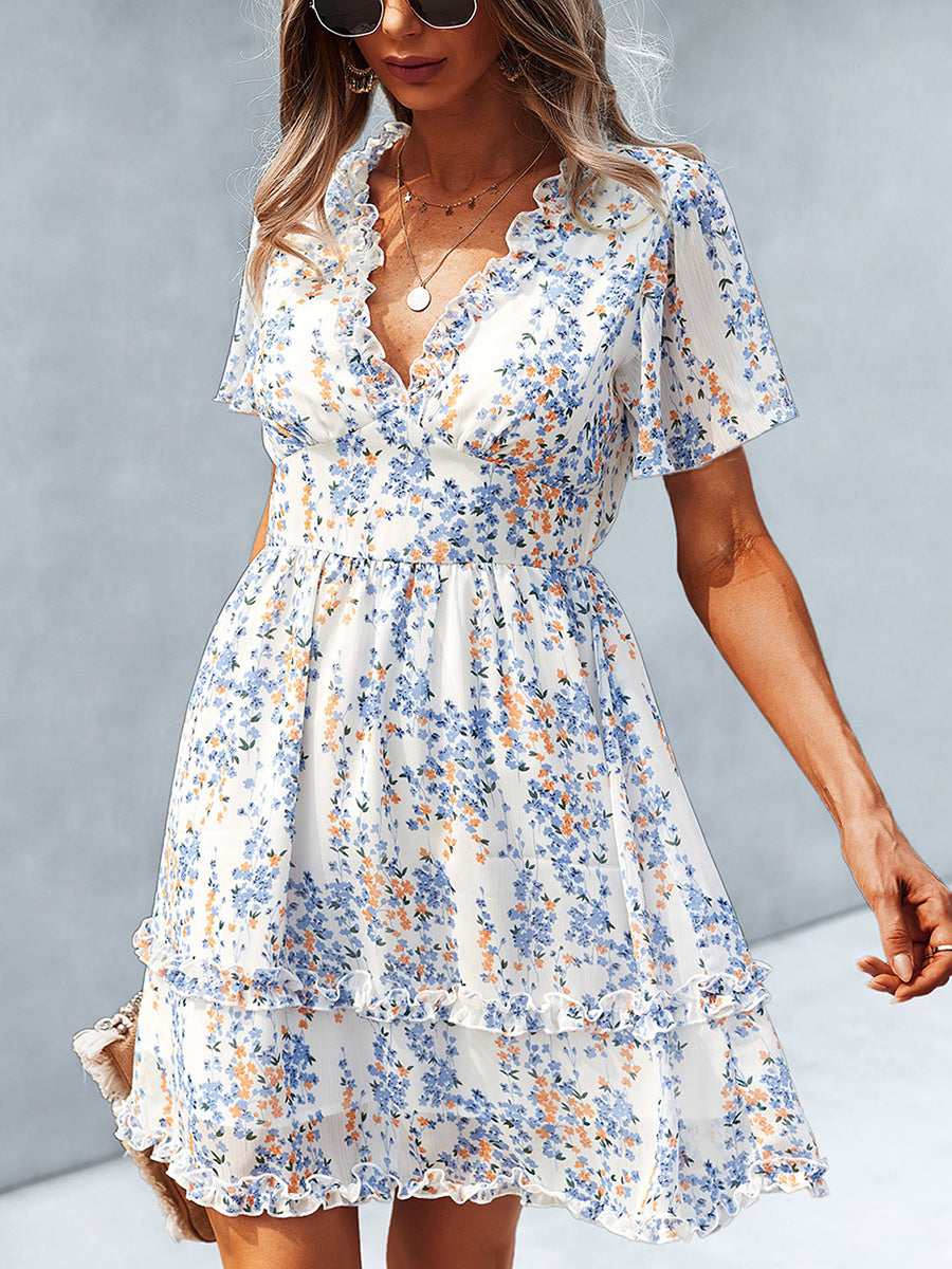 Mini Dresses - Temperament Commuting Floral Sexy Mini Dress - MsDressly