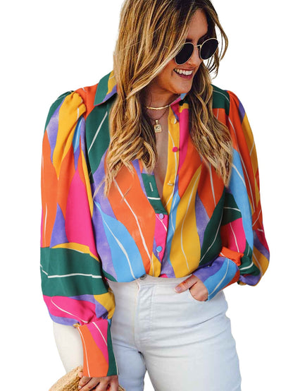 Multicolor Flora Print Plus Size Shirt