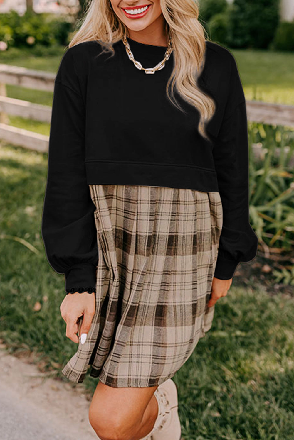 plaid t shirt dress