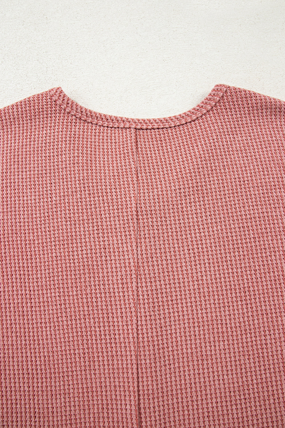 Mineral Red Textured Knit Loose V Neck Tunic Top with Slits