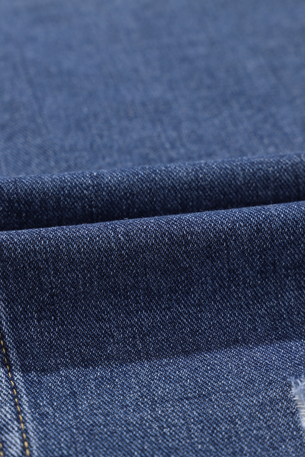 Stylish Plus Size Navy Distressed Denim Shacket