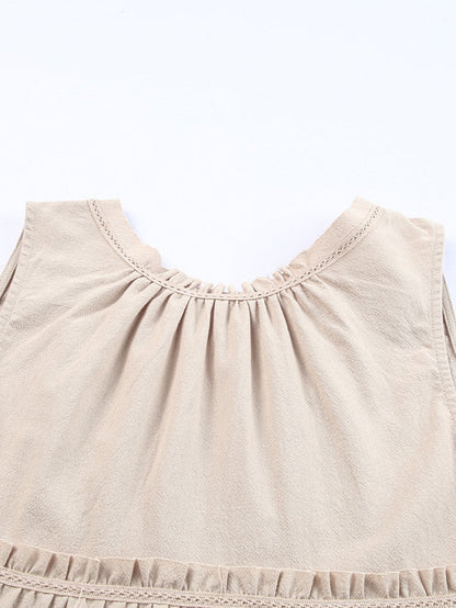 Khaki V-Neck Ruffle Tier Tank Top