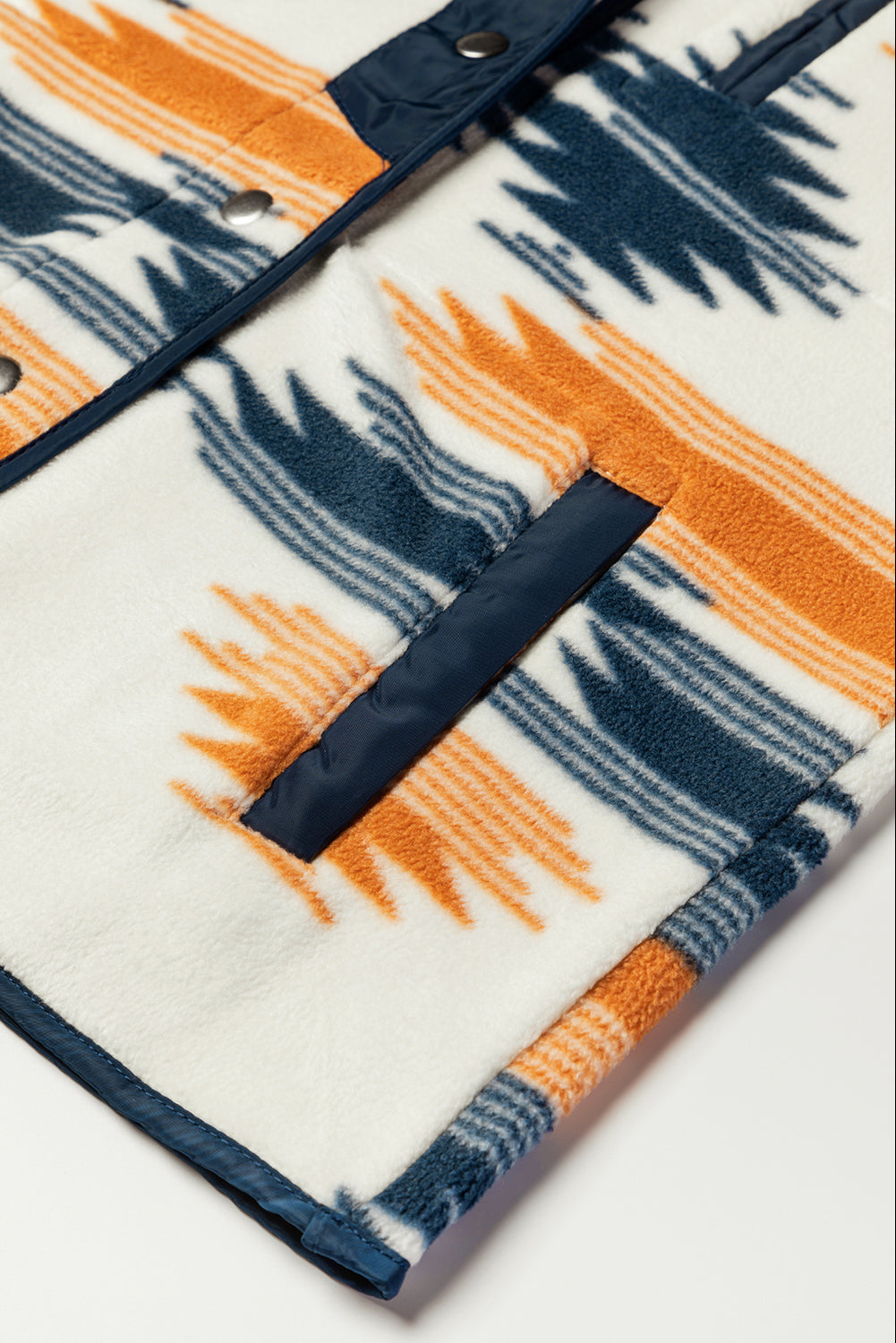 Aztec Patterned Snap Button Fleece Jacket