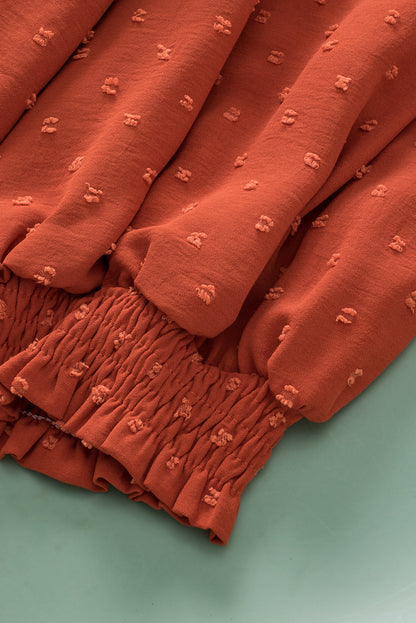 Golden Sparks Plus Size Swiss Dot V Neck Wrap Tie Side Blouse